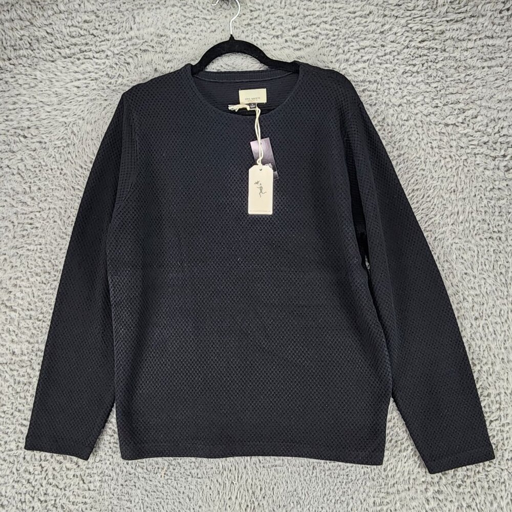 Civil Society Sweater Mens Large Black Long Sleeve Crew Neck Pullover *NWT*